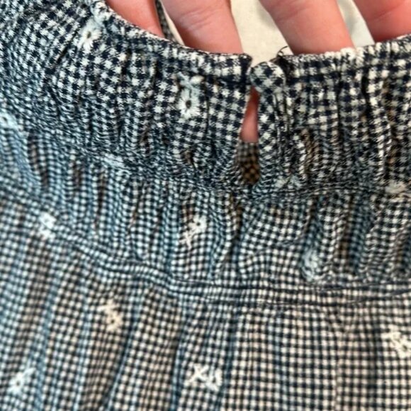 Madewell Embroidered Gingham Shirred Puff-Sleeve Top Medium - Picture 5 of 7